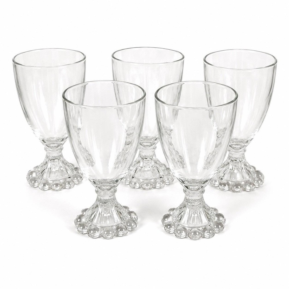 Anchor Hocking Berwick Boopie Water Goblet Glasses Set 5 Vintage Bubble Stem 5"